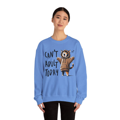 Cat Lover Sweatshirt, Funny Adulting Can't Adult Today, Fur Parents Gift, Crewneck Jumper, Cat Humor, Unisex Pullover