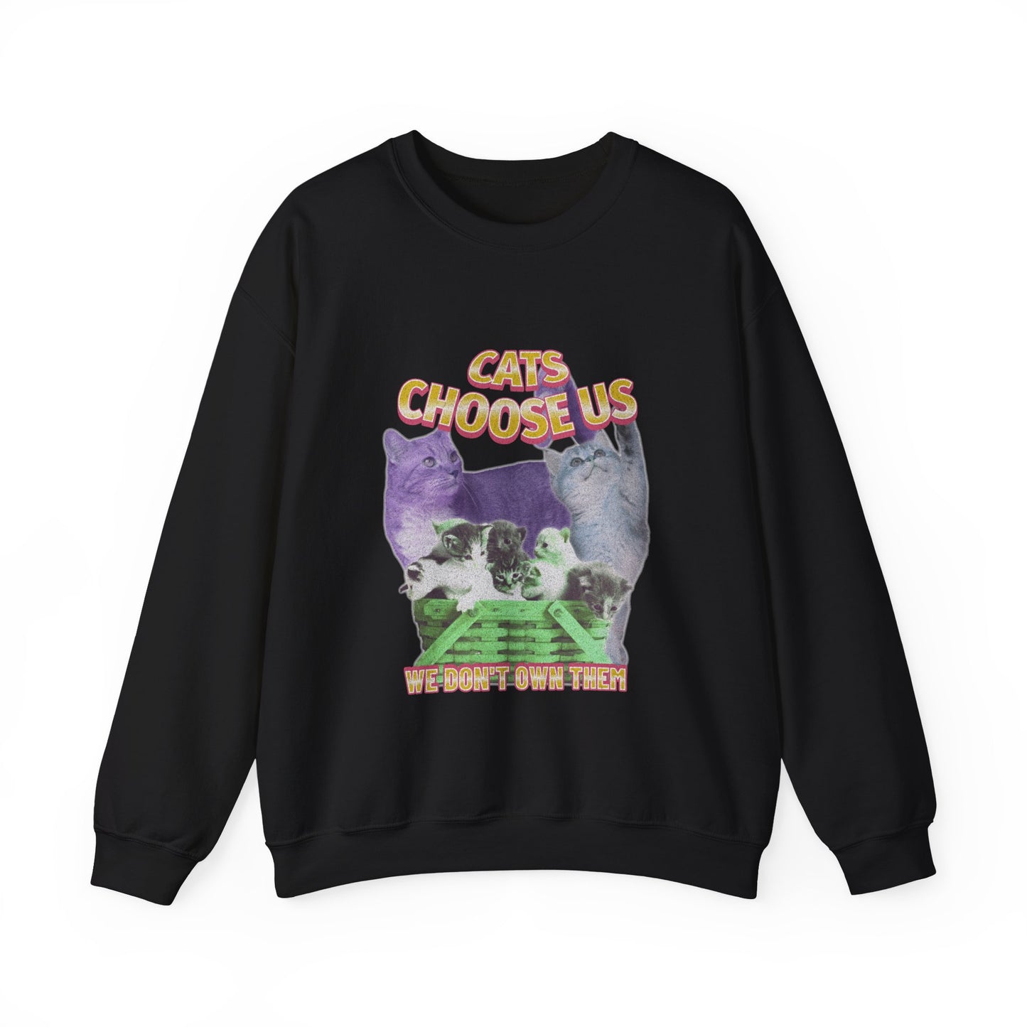 Cats Choose Us, Feline Lovers, Cute Sweatshirt for Fur Parents, Vintage Pullover, Retro College Shirt, Cozy Trendy, Pet Owner Mom Dad Gift