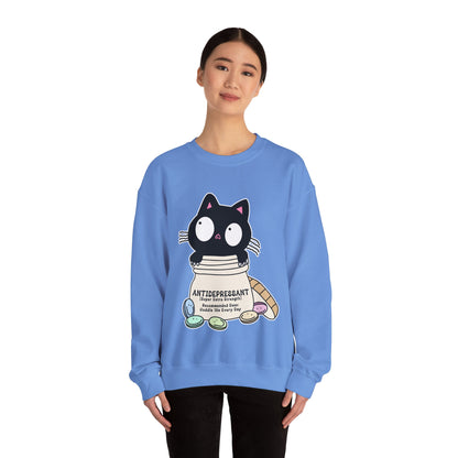 Cat as Antidepressant, College Sweatshirt, Gift For Fur Parent, Cat Mom, Cat Dad, Funny Cat Lover Sweater, Kawaii Shirt, Mental Health Humor