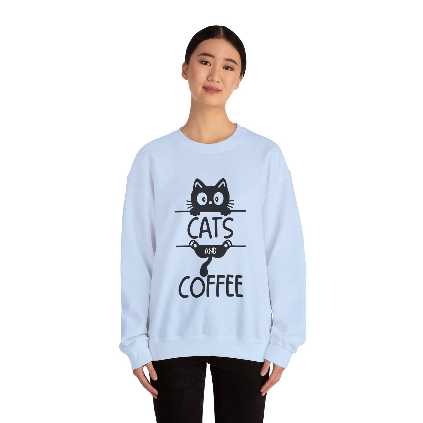 Cats and Coffee Sweatshirt, Funny Cat Mom Dad Pullover, Trendy Cat Lover Sweater, Cozy College Sweatshirt, Quirky Gift for Fur Parents
