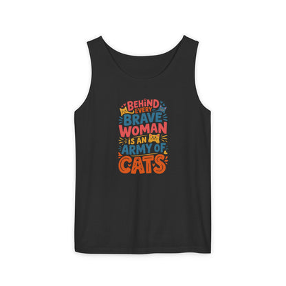 Behind Every Brave Woman Is An Army Of Cats Tank Top | Cat Lover Gift