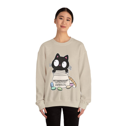 Cat as Antidepressant, College Sweatshirt, Gift For Fur Parent, Cat Mom, Cat Dad, Funny Cat Lover Sweater, Kawaii Shirt, Mental Health Humor