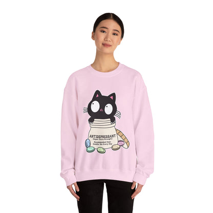 Cat as Antidepressant, College Sweatshirt, Gift For Fur Parent, Cat Mom, Cat Dad, Funny Cat Lover Sweater, Kawaii Shirt, Mental Health Humor