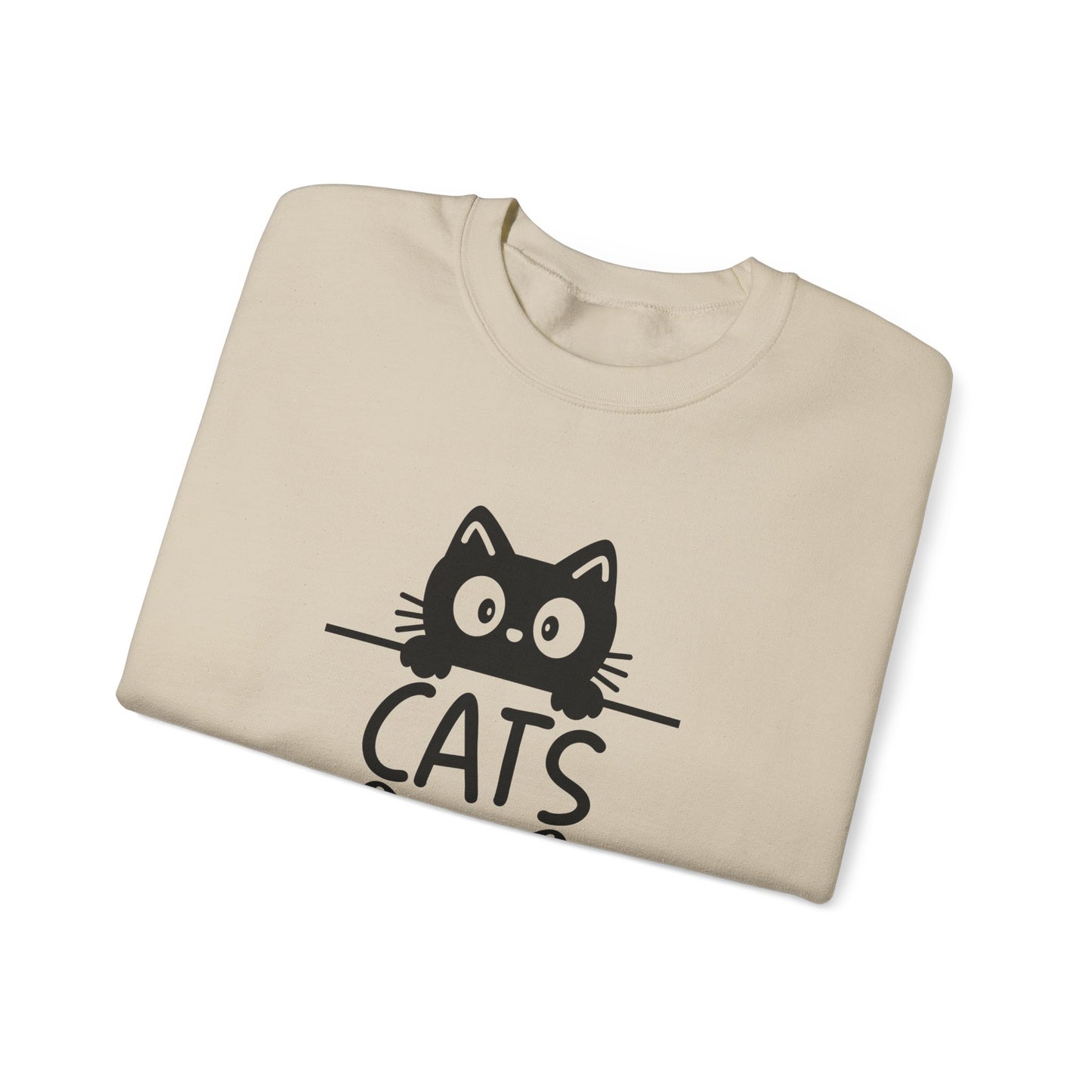 Cats and Coffee Sweatshirt, Funny Cat Mom Dad Pullover, Trendy Cat Lover Sweater, Cozy College Sweatshirt, Quirky Gift for Fur Parents