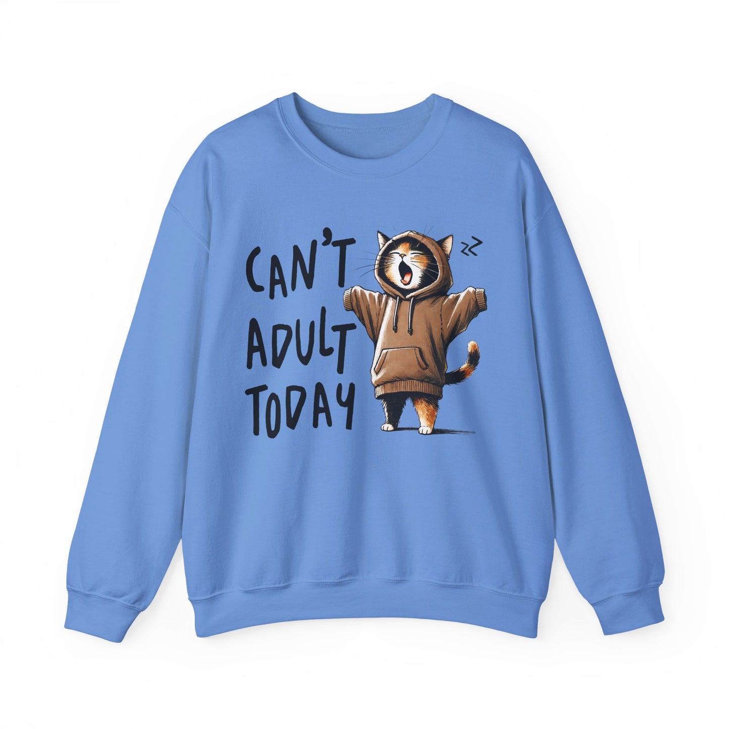 Cat Lover Sweatshirt, Funny Adulting Can't Adult Today, Fur Parents Gift, Crewneck Jumper, Cat Humor, Unisex Pullover