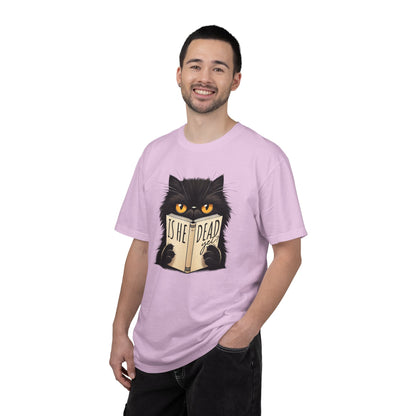 Sarcastic Cat Lover Unisex T-shirt, Is He Dead Yet, Funny Black Cat Graphic Tee, Animal Humor Gift For Cat Mom, Dad, Fur Parent Clothing,