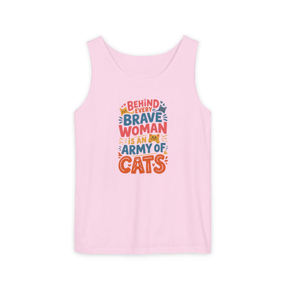 Behind Every Brave Woman Is An Army Of Cats Tank Top | Cat Lover Gift