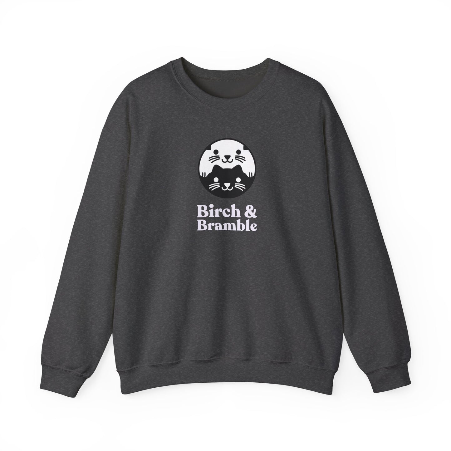 Black & White Cat Logo Sweatshirt — Birch & Bramble Cozy Crewneck