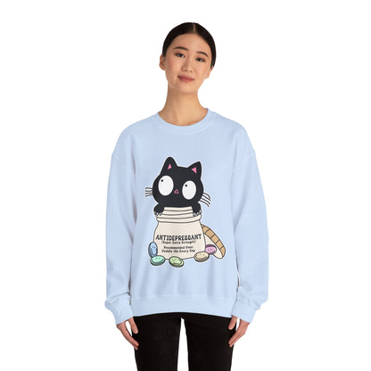Cat as Antidepressant, College Sweatshirt, Gift For Fur Parent, Cat Mom, Cat Dad, Funny Cat Lover Sweater, Kawaii Shirt, Mental Health Humor