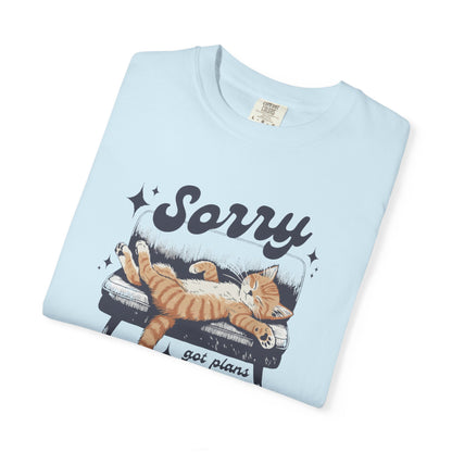 Sorry Got Plans Tired and Lazy Cat T-shirt | Funny Cat Tee