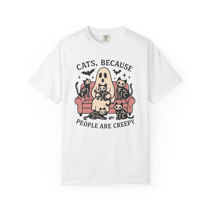 Cats Because People Are Creepy, Funny Cat, Unisex T-shirt, Halloween Shirt, Cat Lover, Haunted Ghost Tee, Spooky Shirt, Halloween Costume