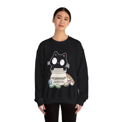 Cat as Antidepressant, College Sweatshirt, Gift For Fur Parent, Cat Mom, Cat Dad, Funny Cat Lover Sweater, Kawaii Shirt, Mental Health Humor
