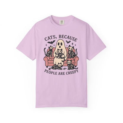 Cats Because People Are Creepy, Funny Cat, Unisex T-shirt, Halloween Shirt, Cat Lover, Haunted Ghost Tee, Spooky Shirt, Halloween Costume