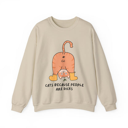 Cats Because People Are Dicks, Cat Mom, Cat Dad, Trendy Sweater, Cat Lovers, Quirky Gift, Fur Parents, Funny Fat Cat, College Sweatshirt