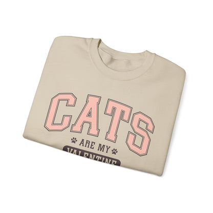 Cats Are My Valentine, Funny, Trendy Valentines, Hearts Day, Retro, Fur Parent, Introverts Gift, Oversized, Lounge Wear, Homebody Sweatshirt