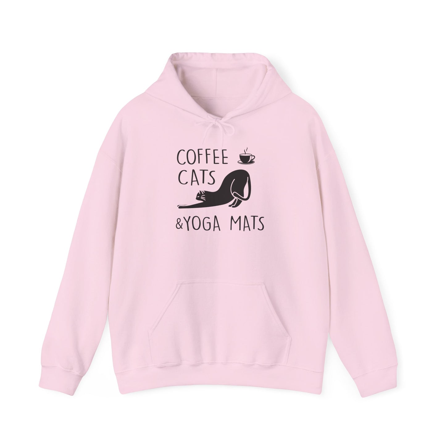 Coffee Cats Yoga Mats Unisex Heavy Blend™ Hooded Sweatshirt | Cozy & Playful Hoodie for Cat Lovers, Yoga Enthusiasts, and Coffee Addicts