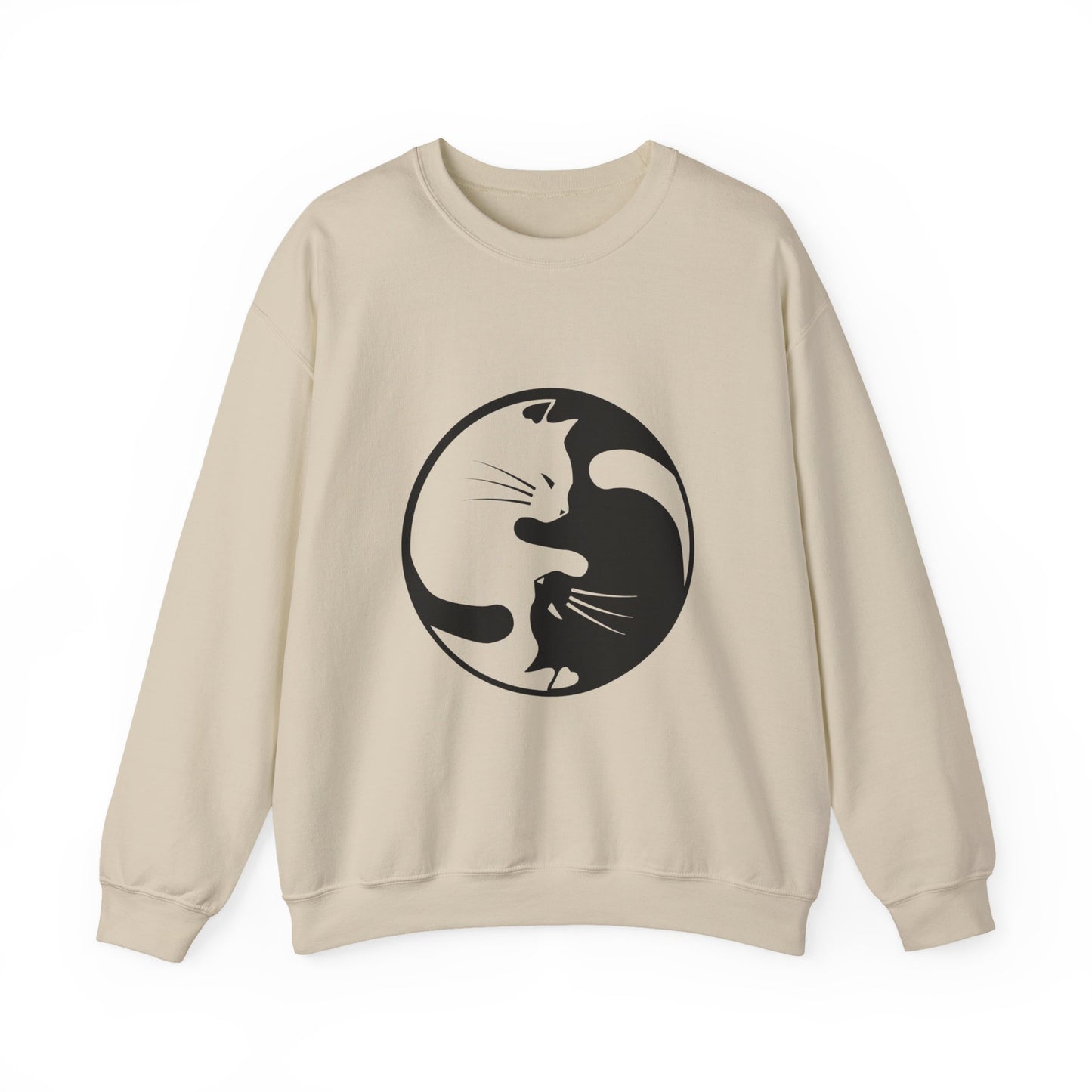 Yin Yang Cats, Feline Lovers, Cute Sweatshirt for Fur Parents, Kawaii Pullover, Black and White Cat, Cozy Trendy, Pet Owner Mom Dad Gift