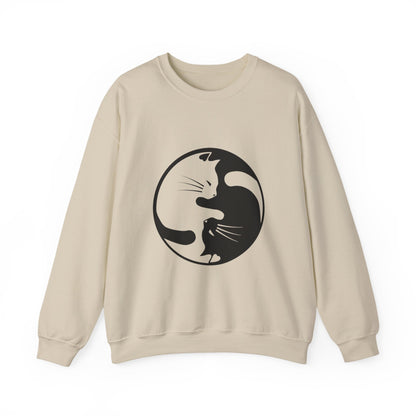Yin Yang Cats, Feline Lovers, Cute Sweatshirt for Fur Parents, Kawaii Pullover, Black and White Cat, Cozy Trendy, Pet Owner Mom Dad Gift