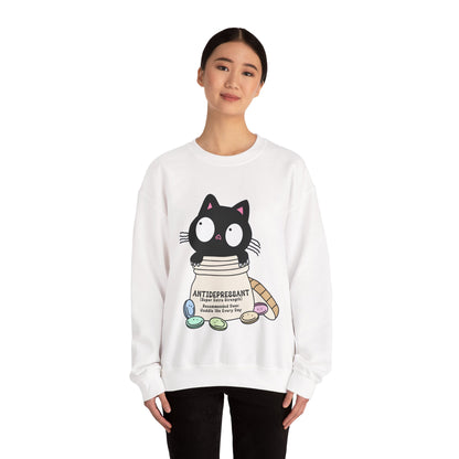 Cat as Antidepressant, College Sweatshirt, Gift For Fur Parent, Cat Mom, Cat Dad, Funny Cat Lover Sweater, Kawaii Shirt, Mental Health Humor