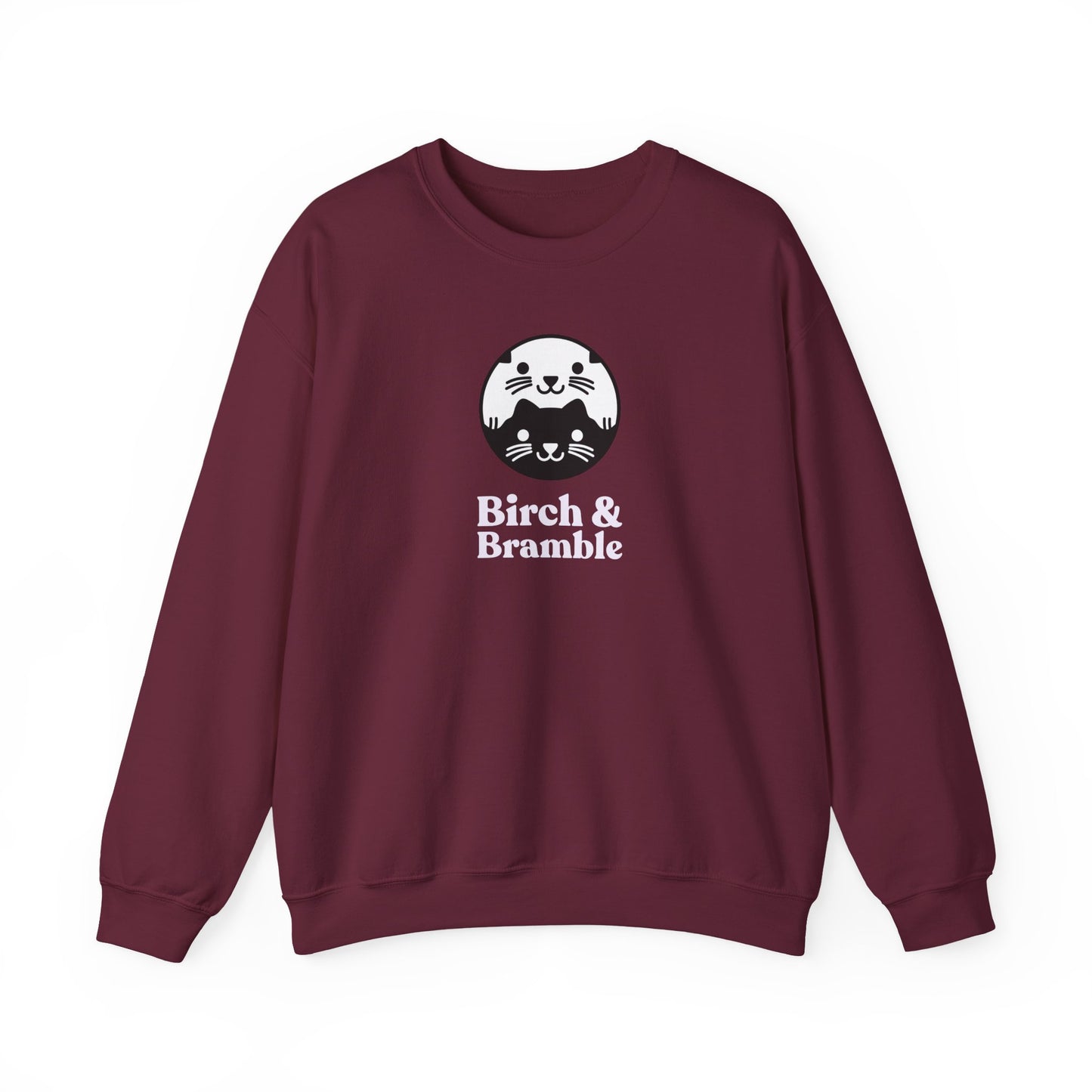 Black & White Cat Logo Sweatshirt — Birch & Bramble Cozy Crewneck