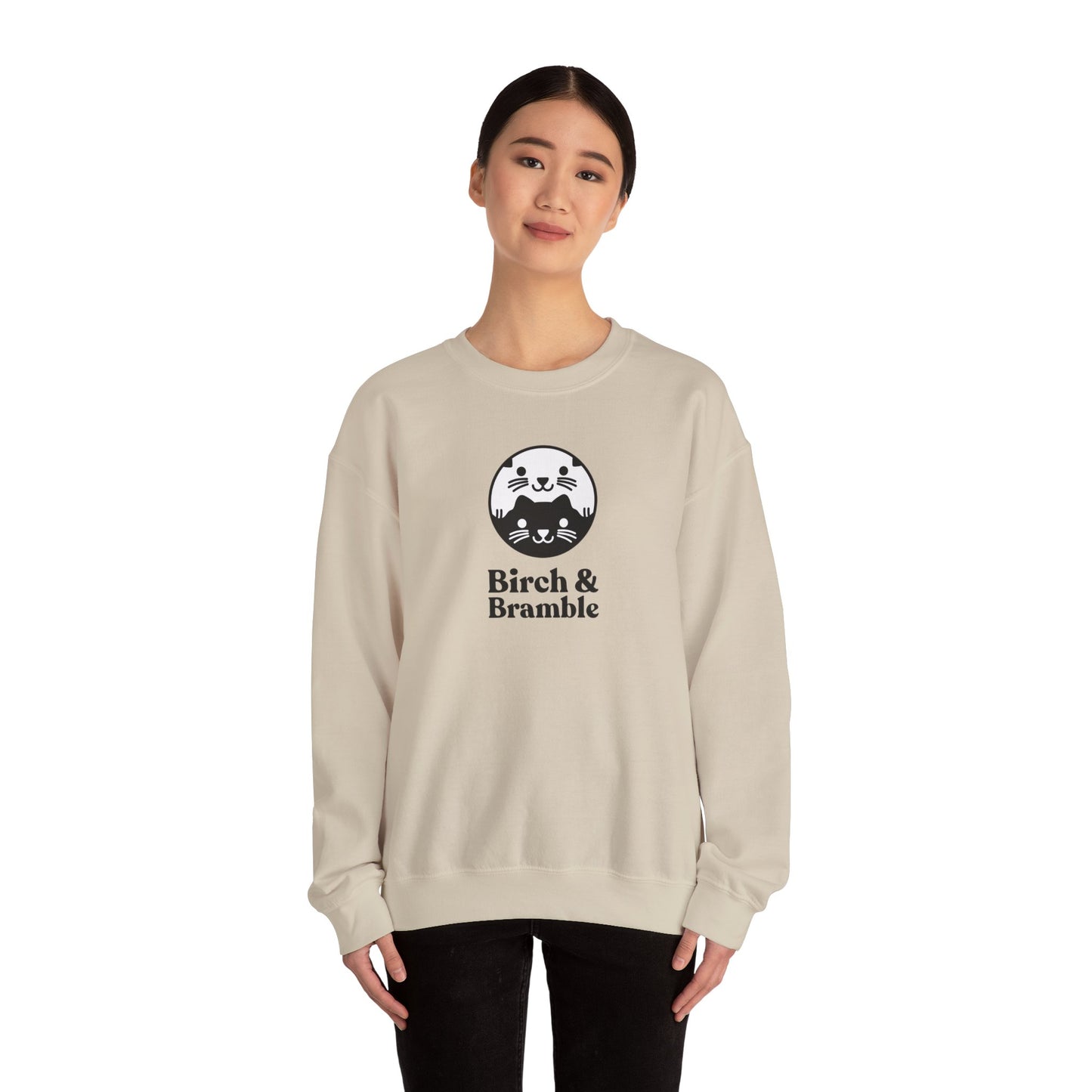 Black & White Cat Logo Sweatshirt — Birch & Bramble Cozy Crewneck