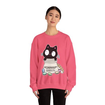 Cat as Antidepressant, College Sweatshirt, Gift For Fur Parent, Cat Mom, Cat Dad, Funny Cat Lover Sweater, Kawaii Shirt, Mental Health Humor