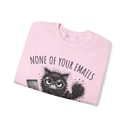 Funny Cat Unisex Sweatshirt, Corporate Humor Gift for Colleague or Boss, Crewneck Jumper, Office Cat Lover Present, Cat Lady Work Apparel