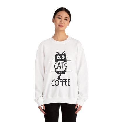 Cats and Coffee Sweatshirt, Funny Cat Mom Dad Pullover, Trendy Cat Lover Sweater, Cozy College Sweatshirt, Quirky Gift for Fur Parents