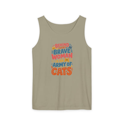 Behind Every Brave Woman Is An Army Of Cats Tank Top | Cat Lover Gift