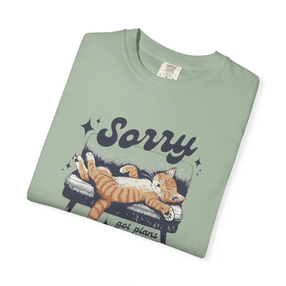 Sorry Got Plans Tired and Lazy Cat T-shirt | Funny Cat Tee