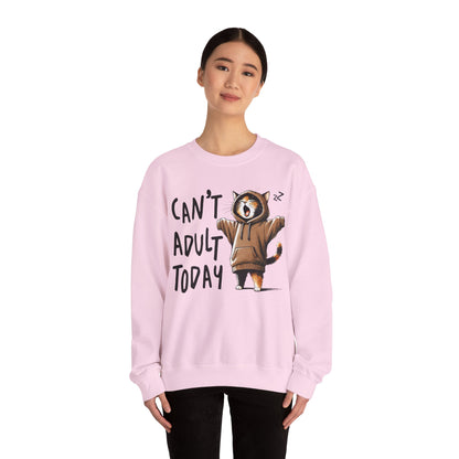 Cat Lover Sweatshirt, Funny Adulting Can't Adult Today, Fur Parents Gift, Crewneck Jumper, Cat Humor, Unisex Pullover