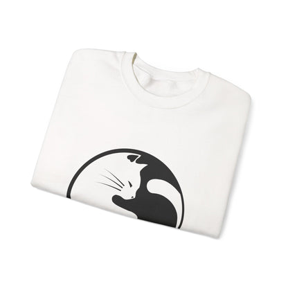 Yin Yang Cats, Feline Lovers, Cute Sweatshirt for Fur Parents, Kawaii Pullover, Black and White Cat, Cozy Trendy, Pet Owner Mom Dad Gift
