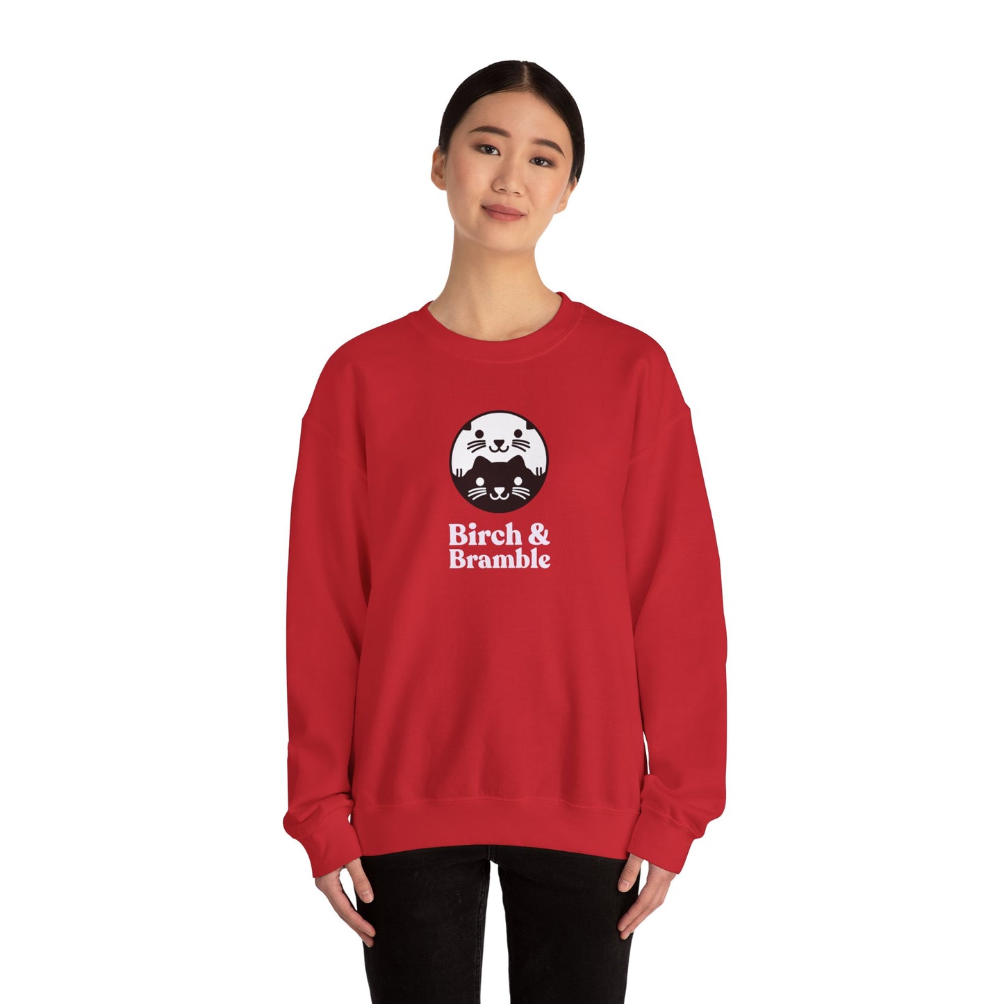 Black & White Cat Logo Sweatshirt — Birch & Bramble Cozy Crewneck