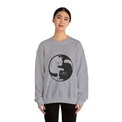 Yin Yang Cats, Feline Lovers, Cute Sweatshirt for Fur Parents, Kawaii Pullover, Black and White Cat, Cozy Trendy, Pet Owner Mom Dad Gift