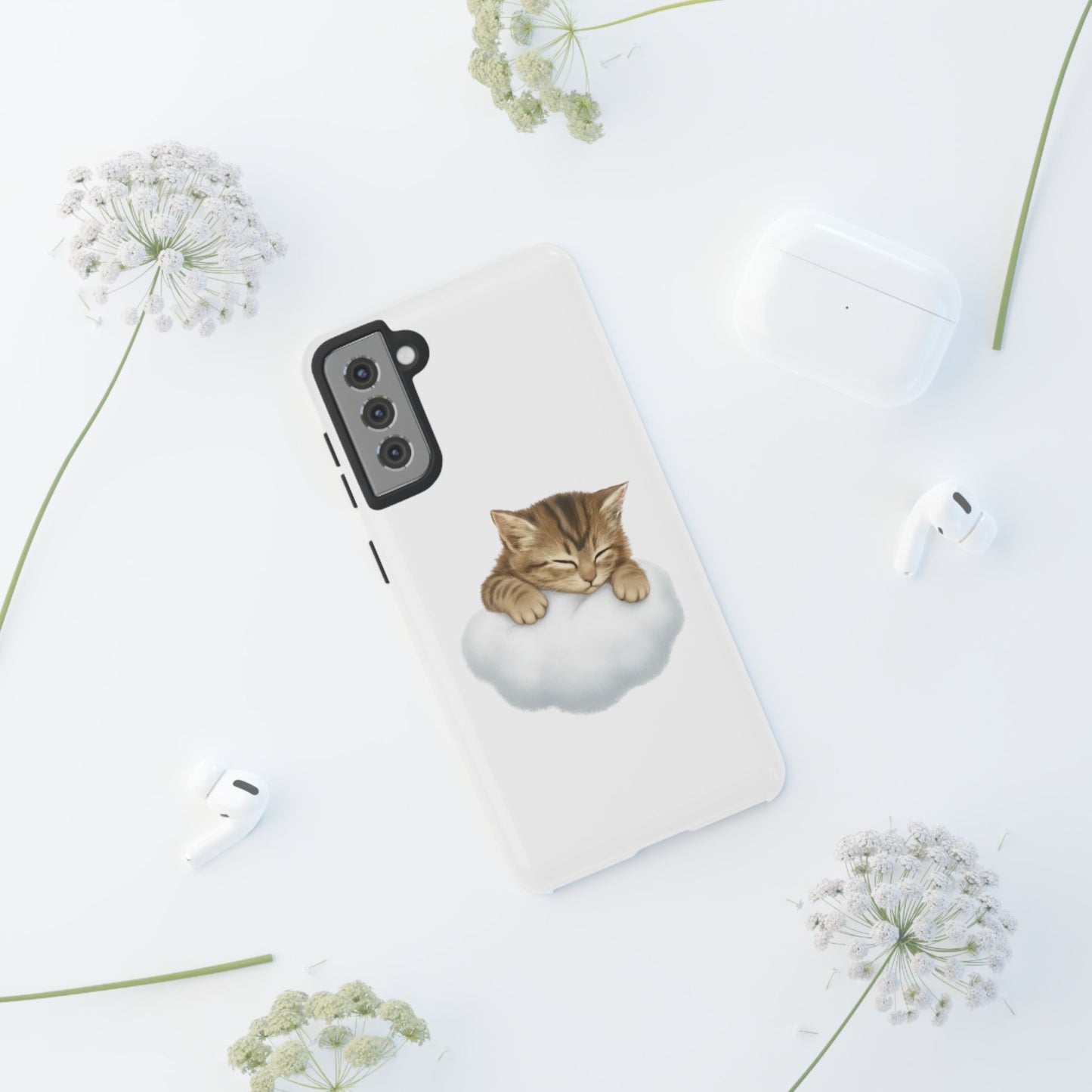 Kitten on Clouds Tough Phone Case | Shockproof Protective Phone Case