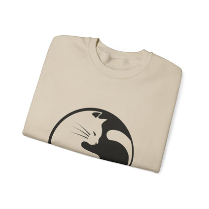 Yin Yang Cats, Feline Lovers, Cute Sweatshirt for Fur Parents, Kawaii Pullover, Black and White Cat, Cozy Trendy, Pet Owner Mom Dad Gift