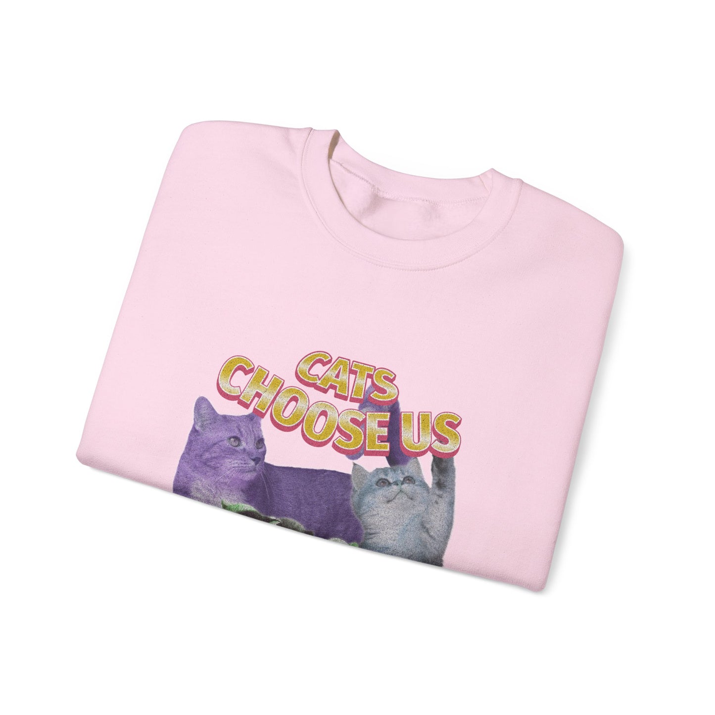 Cats Choose Us, Feline Lovers, Cute Sweatshirt for Fur Parents, Vintage Pullover, Retro College Shirt, Cozy Trendy, Pet Owner Mom Dad Gift
