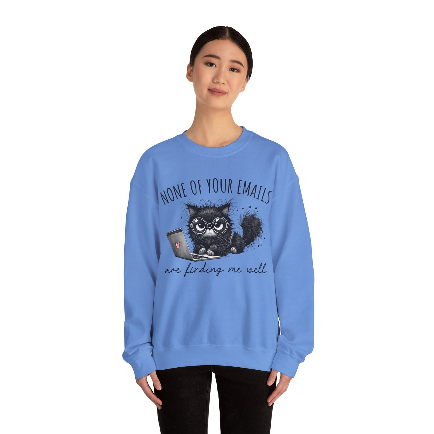 Funny Cat Unisex Sweatshirt, Corporate Humor Gift for Colleague or Boss, Crewneck Jumper, Office Cat Lover Present, Cat Lady Work Apparel