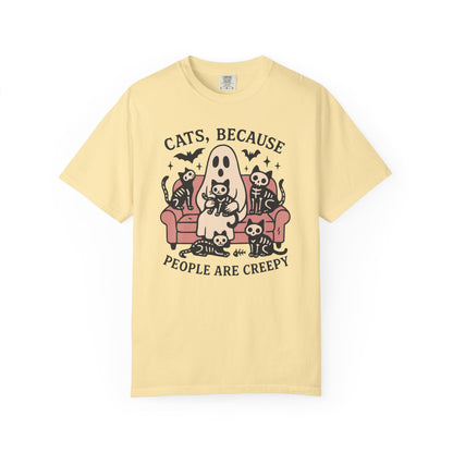 Cats Because People Are Creepy, Funny Cat, Unisex T-shirt, Halloween Shirt, Cat Lover, Haunted Ghost Tee, Spooky Shirt, Halloween Costume