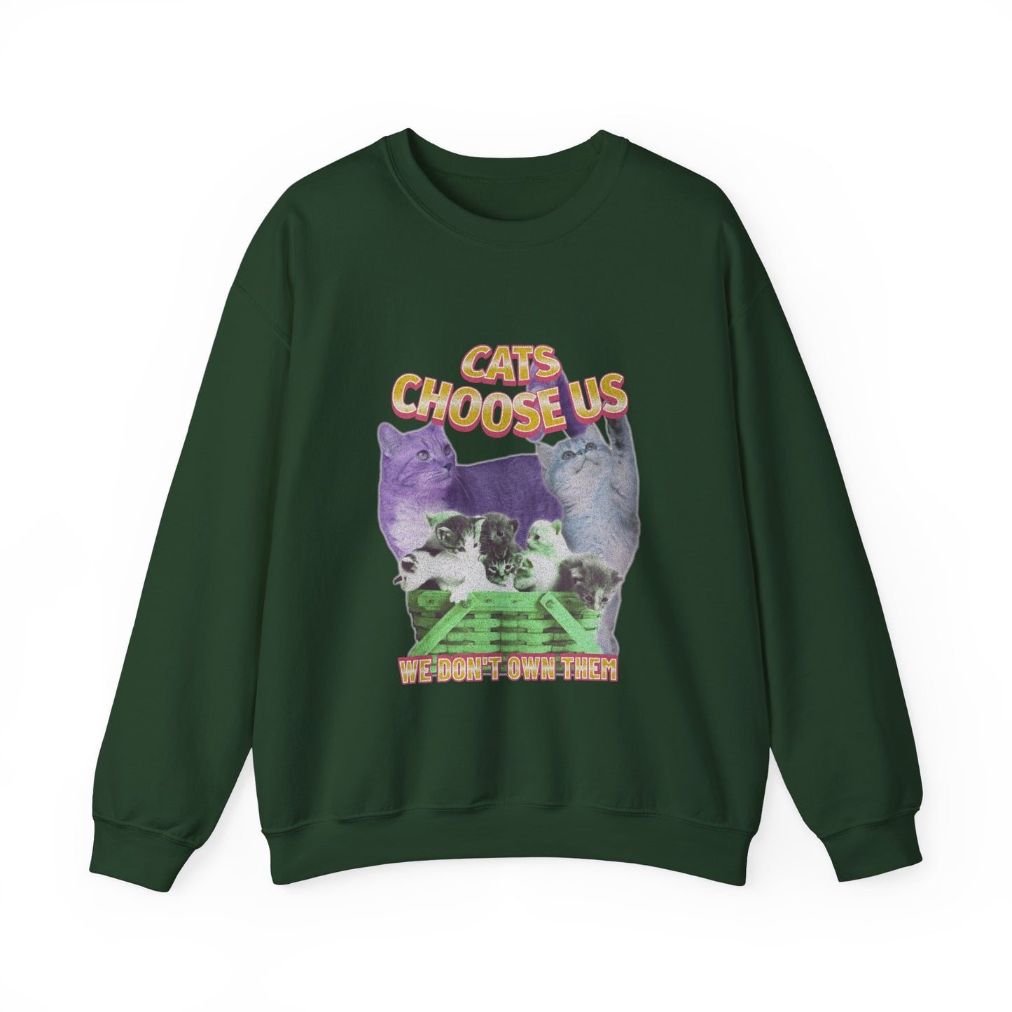 Cats Choose Us, Feline Lovers, Cute Sweatshirt for Fur Parents, Vintage Pullover, Retro College Shirt, Cozy Trendy, Pet Owner Mom Dad Gift