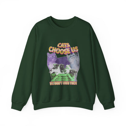 Cats Choose Us, Feline Lovers, Cute Sweatshirt for Fur Parents, Vintage Pullover, Retro College Shirt, Cozy Trendy, Pet Owner Mom Dad Gift