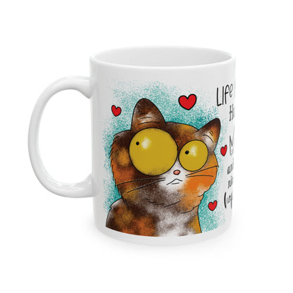 Hug Your Meow Ceramic Mug, Cat Lovers Gift, Coffee Cup, Funny Tea Cup, Pet Owner Present, Colleagues and Friends Gift, Cat Dad, Mom