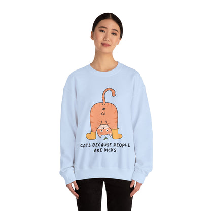 Cats Because People Are Dicks, Cat Mom, Cat Dad, Trendy Sweater, Cat Lovers, Quirky Gift, Fur Parents, Funny Fat Cat, College Sweatshirt