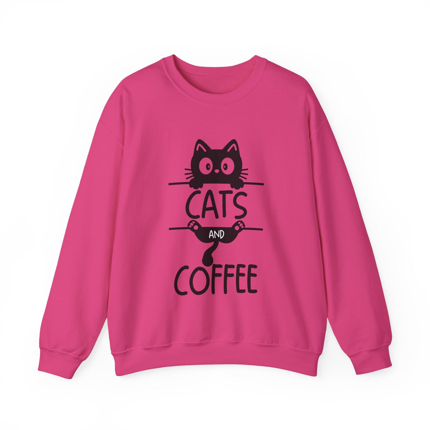 Cats and Coffee Sweatshirt, Funny Cat Mom Dad Pullover, Trendy Cat Lover Sweater, Cozy College Sweatshirt, Quirky Gift for Fur Parents