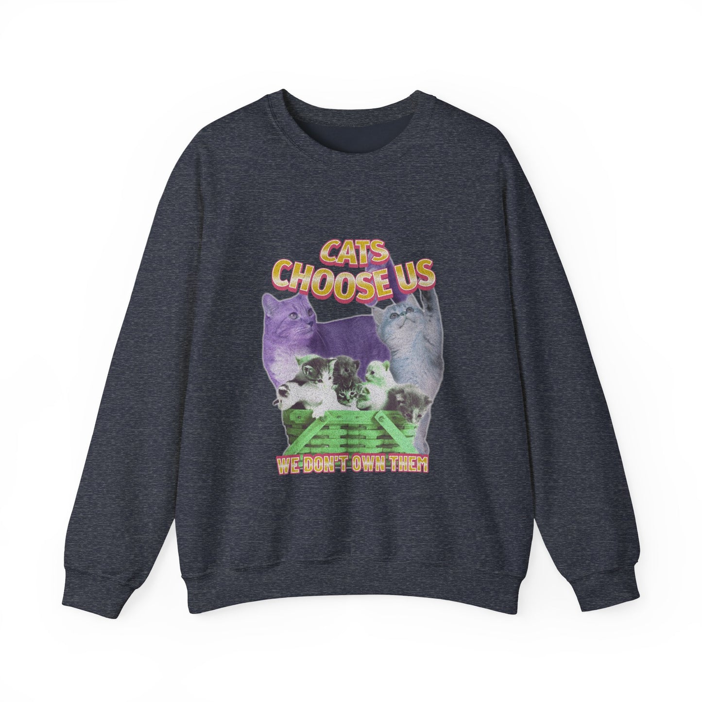 Cats Choose Us, Feline Lovers, Cute Sweatshirt for Fur Parents, Vintage Pullover, Retro College Shirt, Cozy Trendy, Pet Owner Mom Dad Gift