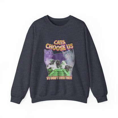 Cats Choose Us, Feline Lovers, Cute Sweatshirt for Fur Parents, Vintage Pullover, Retro College Shirt, Cozy Trendy, Pet Owner Mom Dad Gift