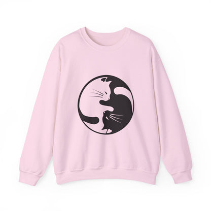 Yin Yang Cats, Feline Lovers, Cute Sweatshirt for Fur Parents, Kawaii Pullover, Black and White Cat, Cozy Trendy, Pet Owner Mom Dad Gift