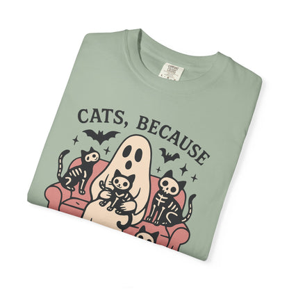 Cats Because People Are Creepy, Funny Cat, Unisex T-shirt, Halloween Shirt, Cat Lover, Haunted Ghost Tee, Spooky Shirt, Halloween Costume