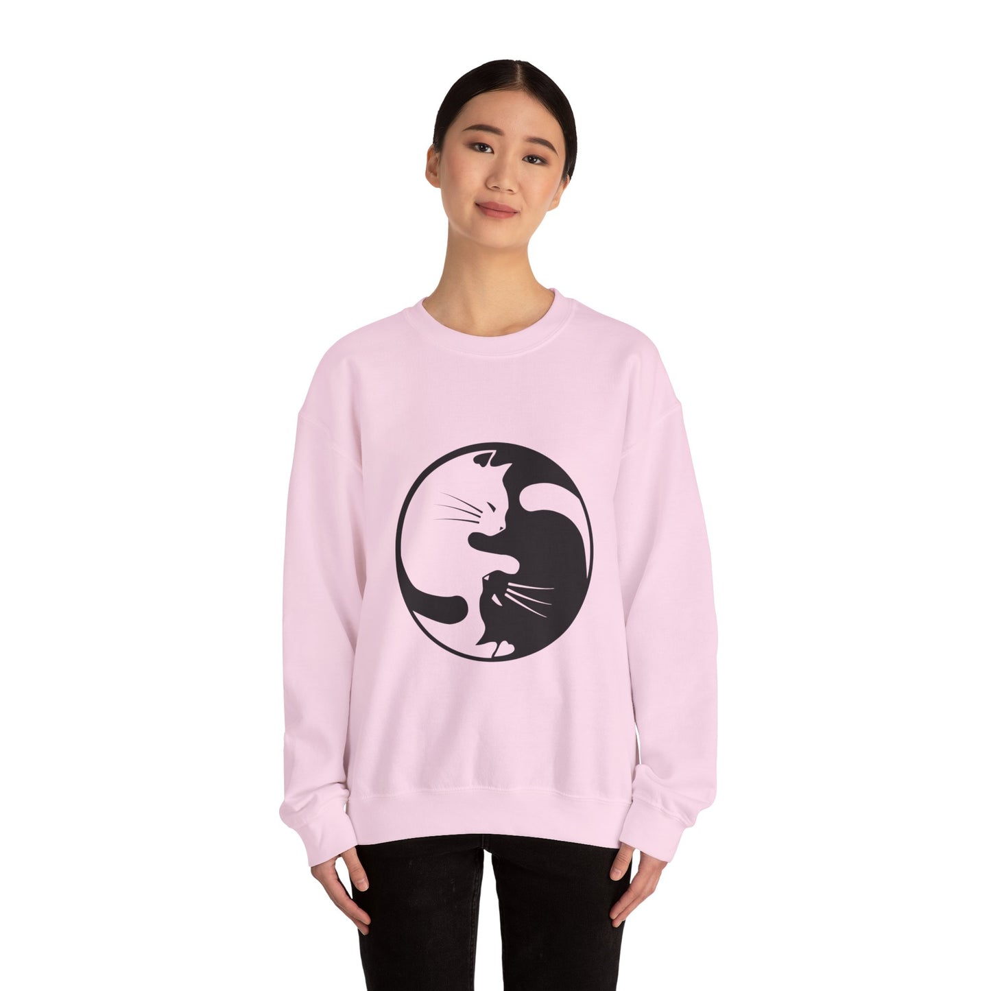 Yin Yang Cats, Feline Lovers, Cute Sweatshirt for Fur Parents, Kawaii Pullover, Black and White Cat, Cozy Trendy, Pet Owner Mom Dad Gift