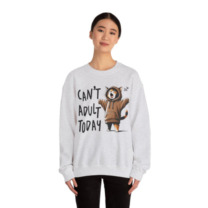 Cat Lover Sweatshirt, Funny Adulting Can't Adult Today, Fur Parents Gift, Crewneck Jumper, Cat Humor, Unisex Pullover